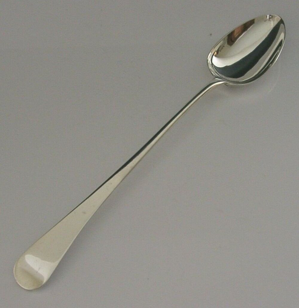 RARE INCUSED DUTY ENGLISH SOLID STERLING SILVER BASTING SPOON 1785 ANTIQUE 100g