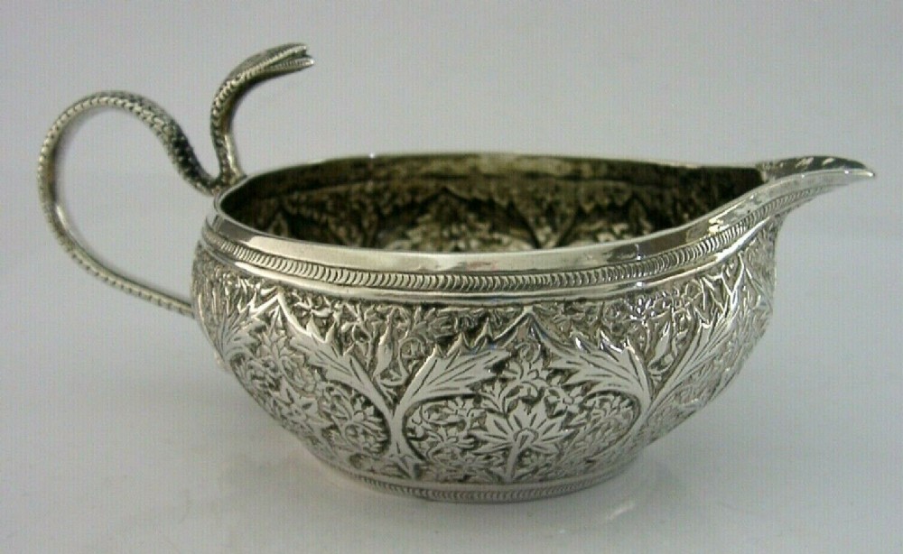 BEAUTIFUL ANGLO INDIAN SOLID SILVER SERPENT SNAKE CREAM JUG c1900 ANTIQUE 98g