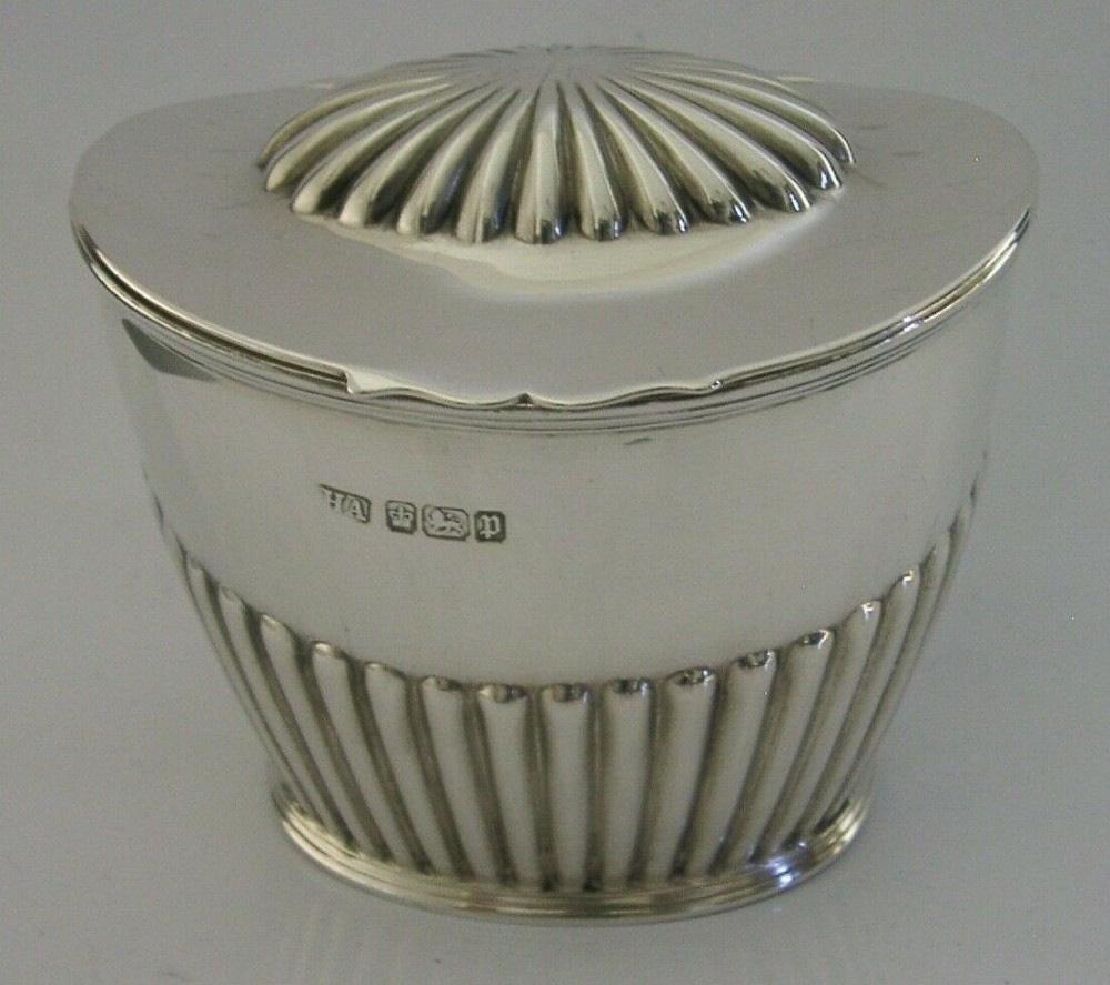 EDWARDIAN ENGLISH SOLID STERLING SILVER TEA CADDY BOX 1907 ANTIQUE 186g