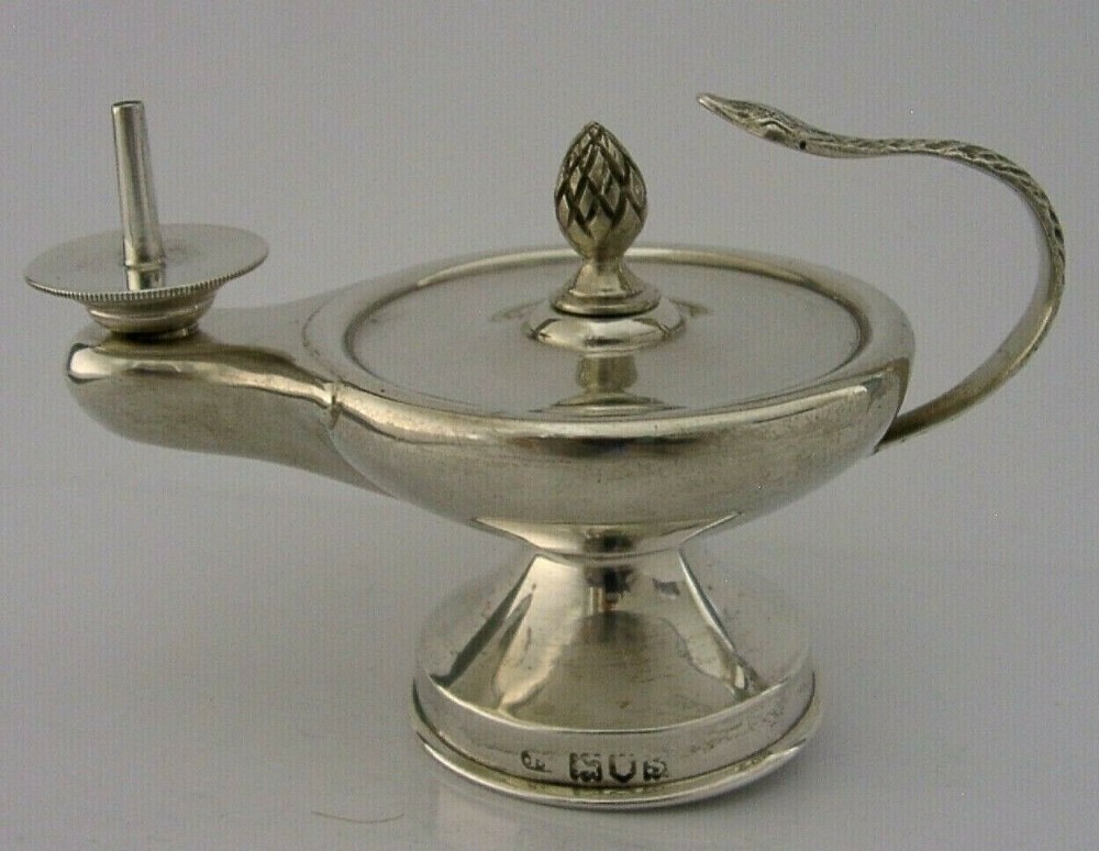 SOLID STERLING SILVER SNAKE CIGAR TABLE LIGHTER 1913 ANTIQUE 112g