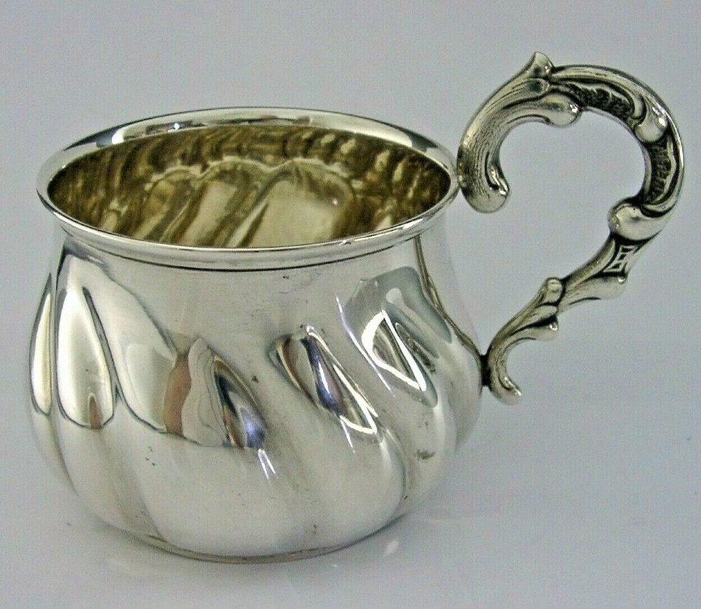 BEAUTIFUL GERMAN 800 SOLID SILVER TEA CUP c1920 ANTIQUE 84g