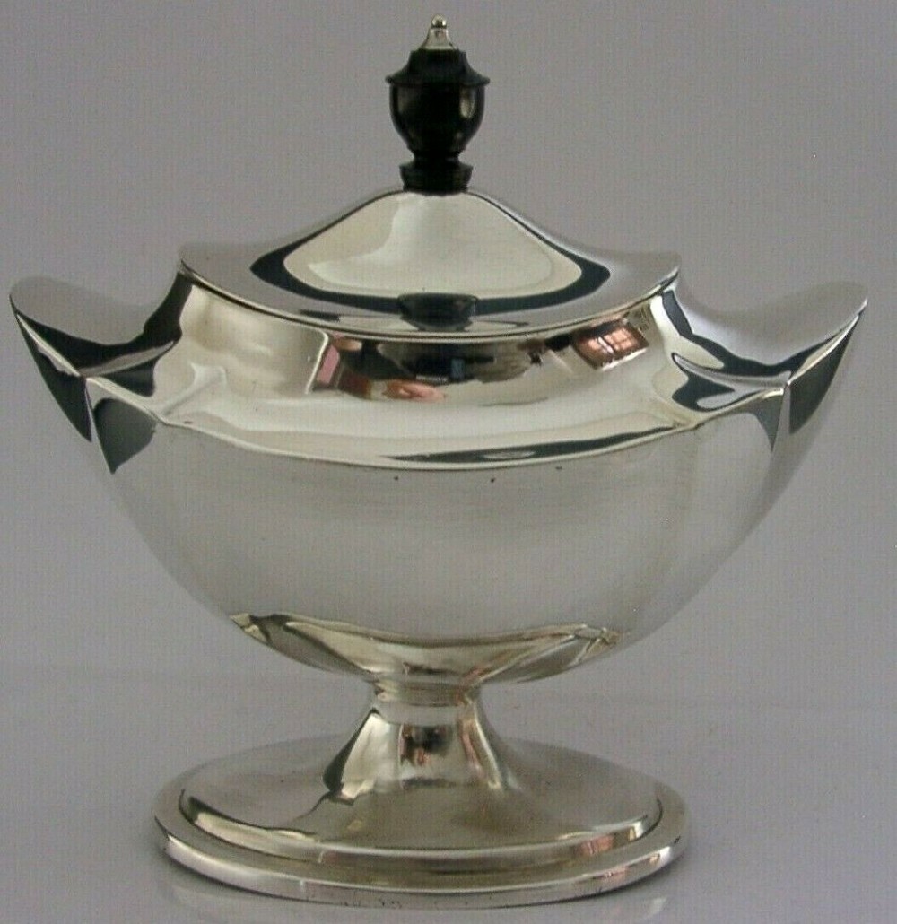 SUPERB LARGE ENGLISH STERLING SILVER TEA CADDY EDWARDIAN 1902 HEAVY 222g