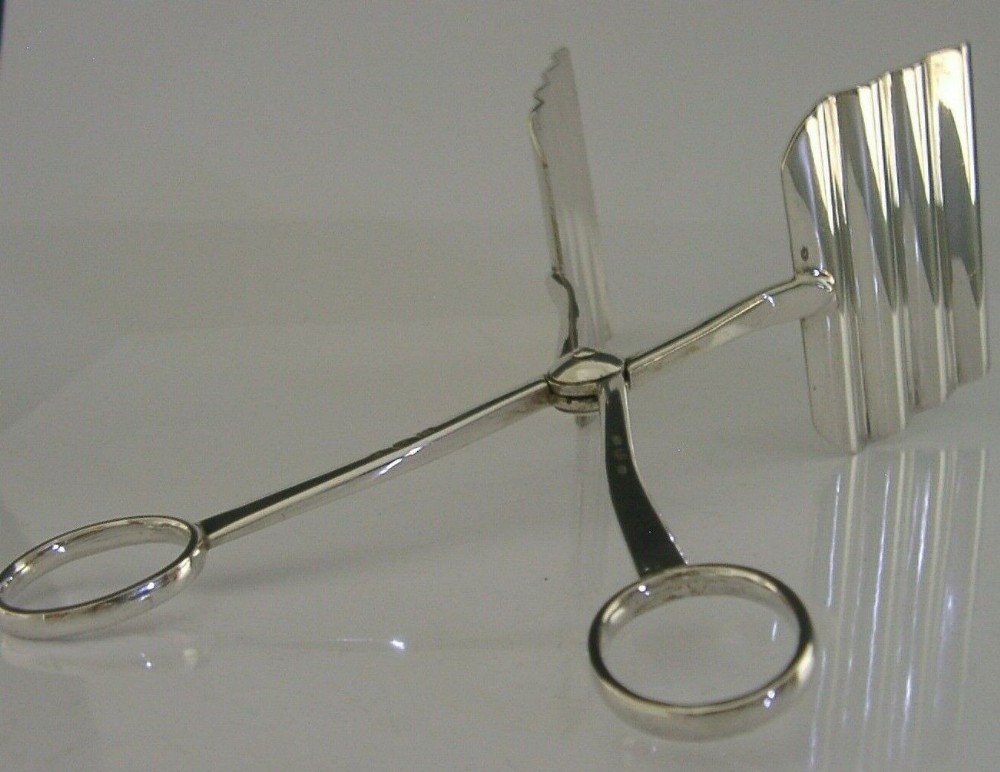 RARE AUSTRIAN SOLID SILVER SANDWICH SERVING TONGS c1930s ANTIQUE VIENNA ART DECO