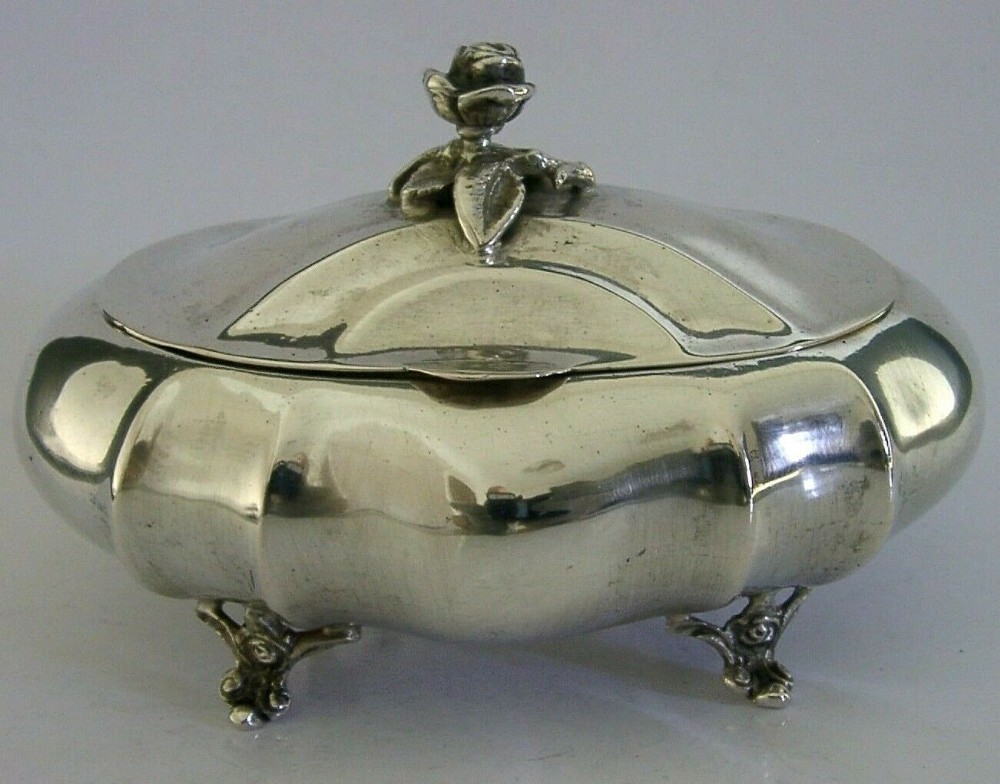 BEAUTIFUL SWEDISH SOLID SILVER TEA CADDY TABLE TRINKET BOX c1920 ANTIQUE 128g