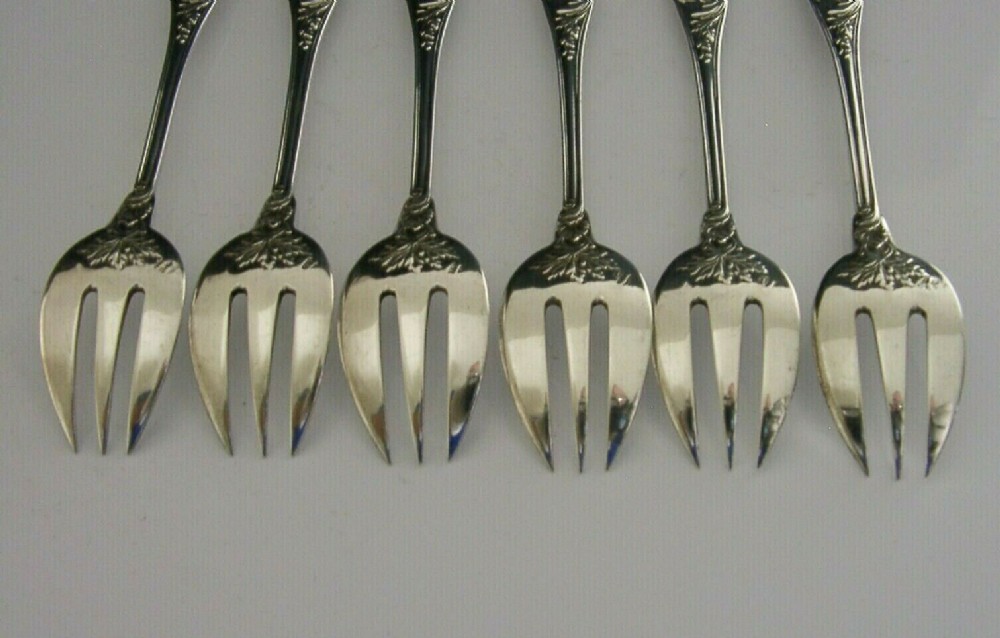 Rare French Solid Sterling Silver Oyster Forks C1890 Antique Henri