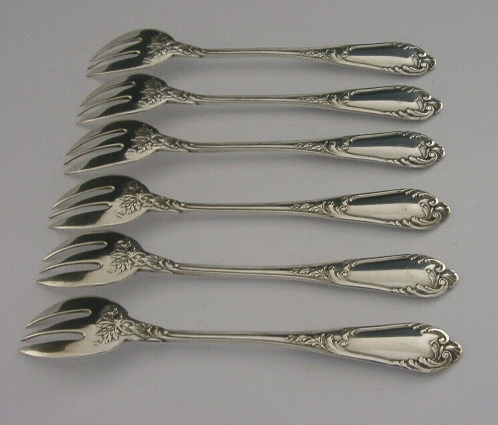 Rare French Solid Sterling Silver Oyster Forks C1890 Antique Henri