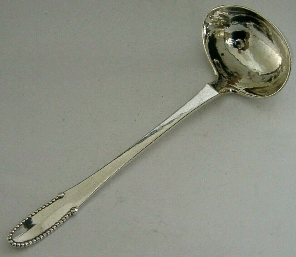 DANISH KUGEL STERLING SILVER BEAD PATTERN GEORG JENSEN SAUCE LADLE 1925 ANTIQUE