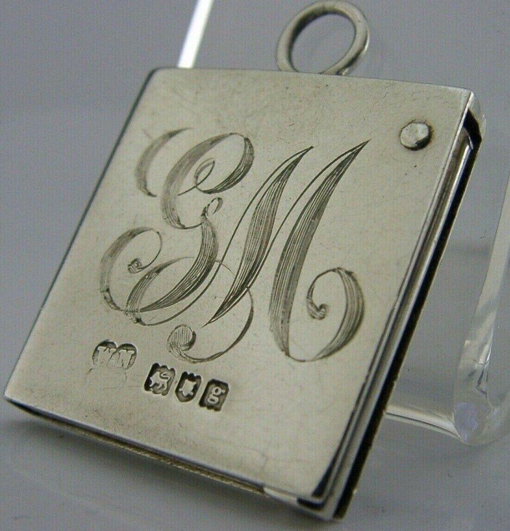 RARE ENGLISH EDWARDIAN SOLID STERLING SILVER STAMP CASE 1902 ANTIQUE 14g