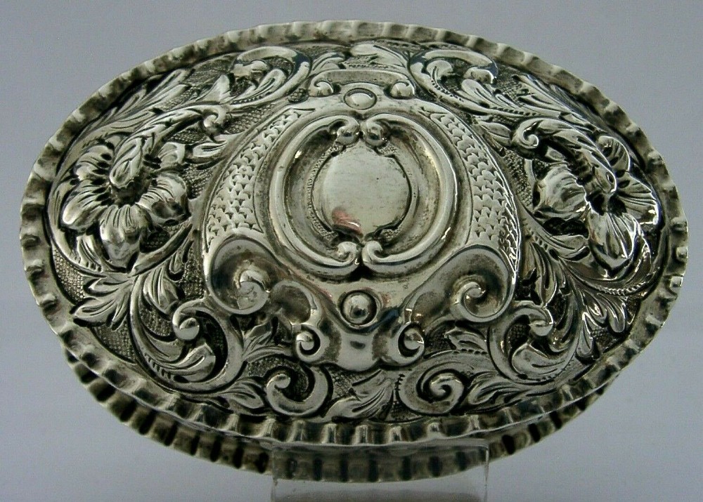 LARGE VICTORIAN ENGLISH SOLID STERLING SILVER TABLE BOX 1892 ANTIQUE 82g