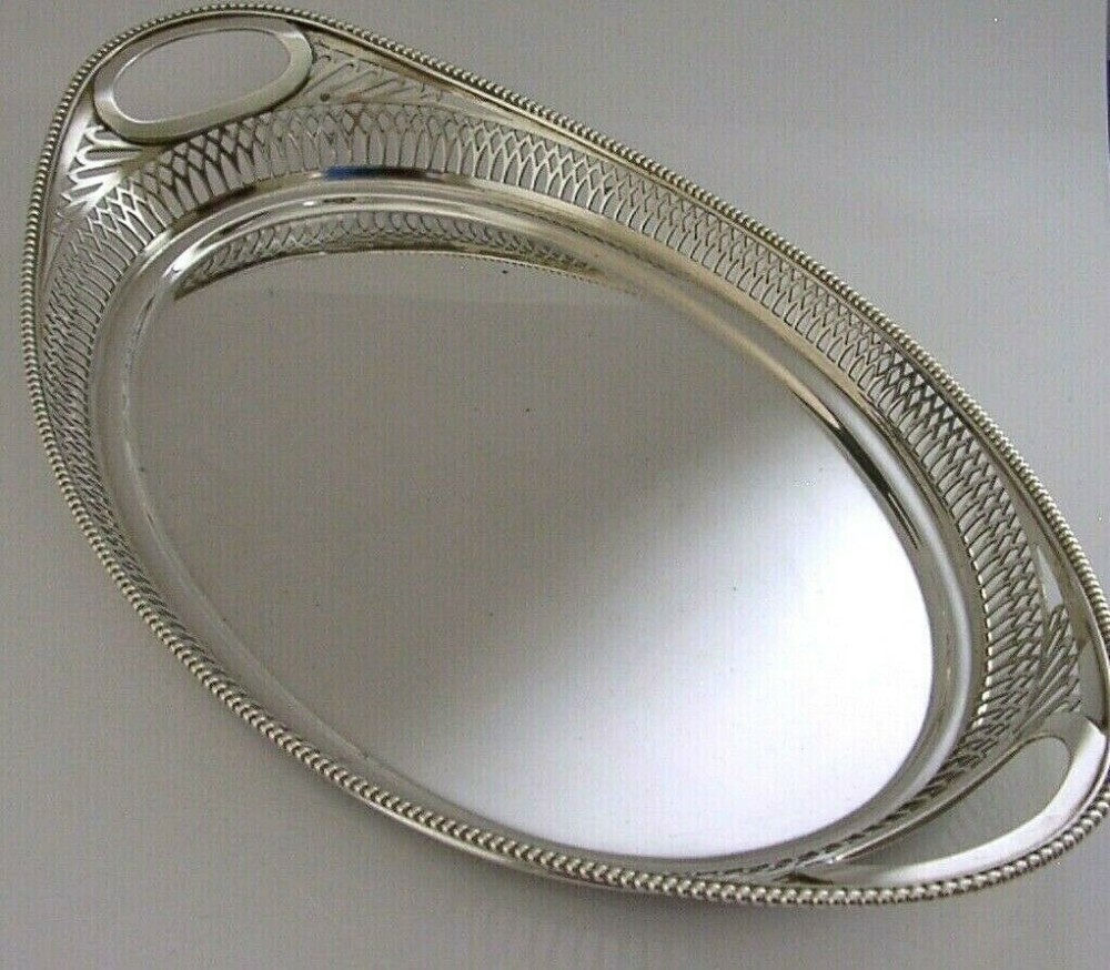 SUPERB DUTCH SOLID SILVER SALVER DRINKS BAR TRAY 1915 ANTIQUE 426g