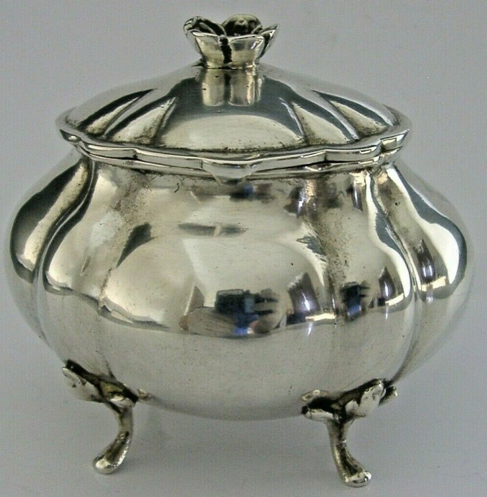 BEAUTIFUL GERMAN SOLID SILVER TEA CADDY BOX c1910 ANTIQUE 140g ADOLF MAYER