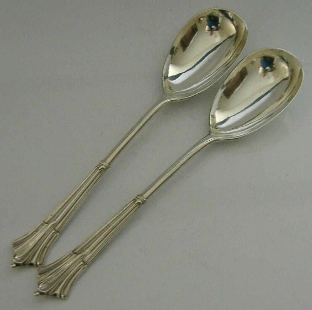 ALBANY PATTERN VICTORIAN SOLID STERLING SILVER SERVING SPOONS 1888 ANTIQUE 106g