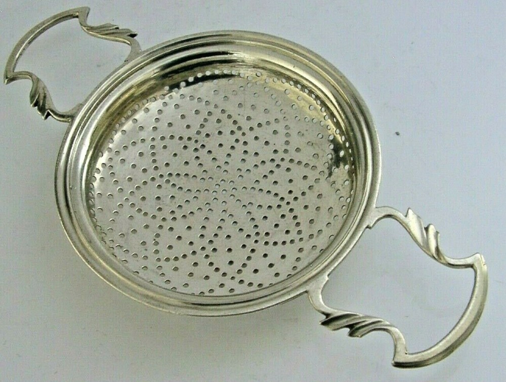 LARGE ENGLISH STERLING SILVER PUNCH COCKTAIL STRAINER 1910 ANTIQUE 78g BARWARE