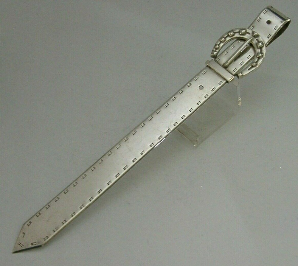 RARE VICTORIAN SILVER PLATE LETTER OPENER PAGE TURNER c1890 HORSE RIDING HUNTING