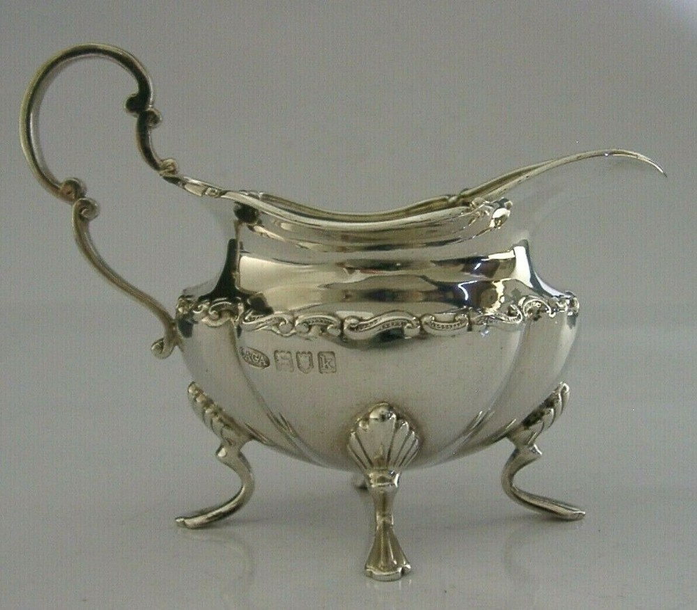 EDWARD VII ASPREY ENGLISH SOLID STERLING SILVER CREAM JUG 1905 ANTIQUE 88g