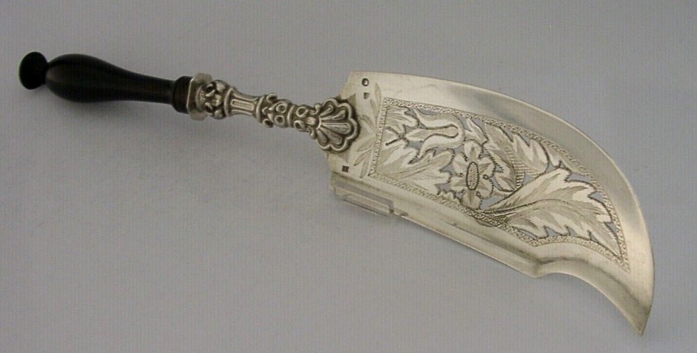 RARE HUGE BELGIAN SOLID SILVER FISH SLICE c1830-1840s ANTIQUE 110g GEORGIAN 14in