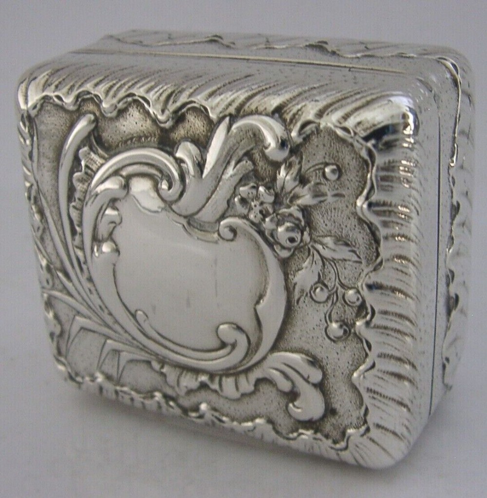 STUNNING FRENCH SOLID SILVER BOX c1890s ANTIQUE 70g