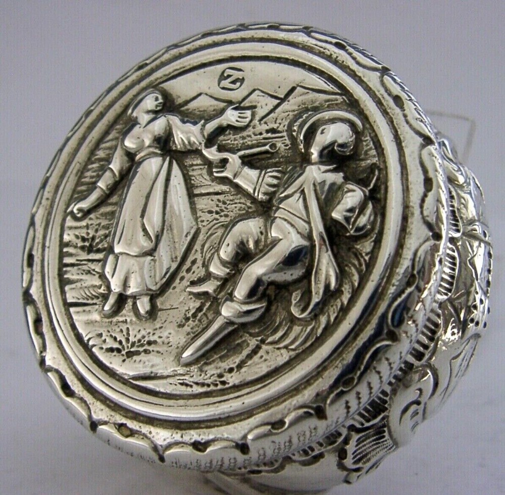BEAUTIFUL GERMAN HANAU SOLID SILVER SNUFF BOX c1890 ANTIQUE 62g