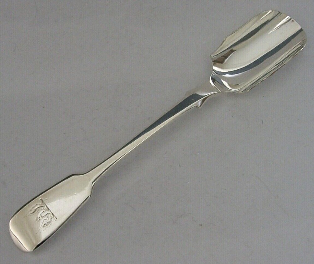 VICTORIAN STERLING SILVER JOHNSON FAMILY CRESTED STILTON CHEESE SCOOP 1848