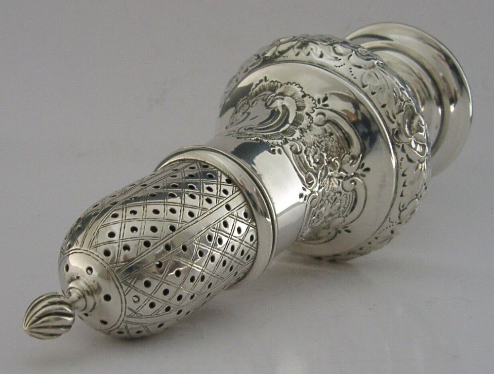 STUNNING LARGE ENGLISH SOLID STERLING SILVER SUGAR CASTER SHAKER 1907 130g