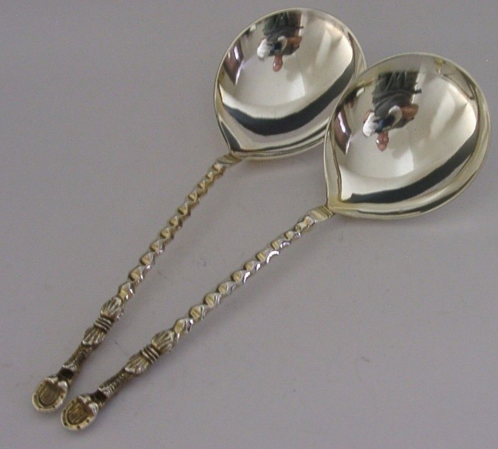 STUNNING STERLING SILVER SERVING SPOONS HORSE HOOF ENDS 1871 VICTORIAN 95g