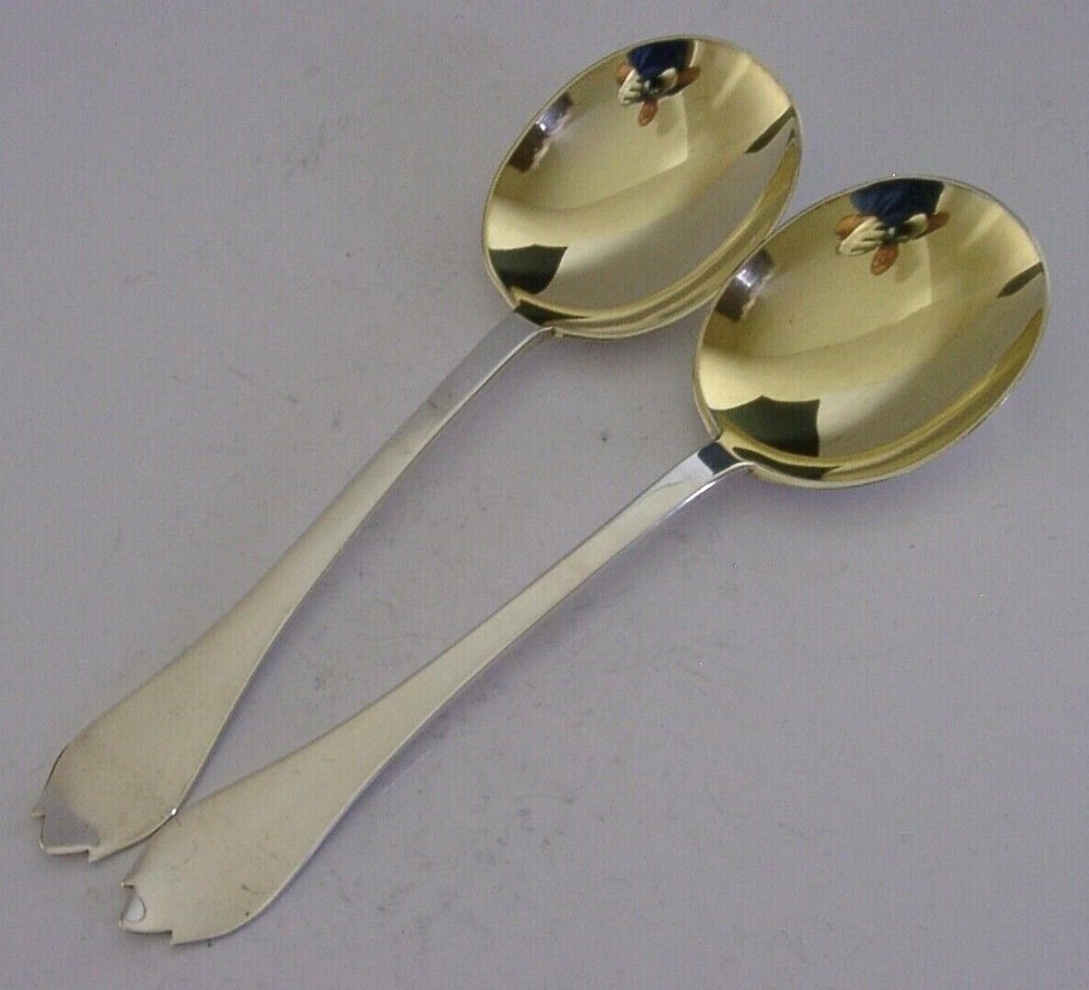 STUNNING STERLING SILVER SERVING SPOONS RAT TAIL TREFID 1906 ANTIQUE 100g