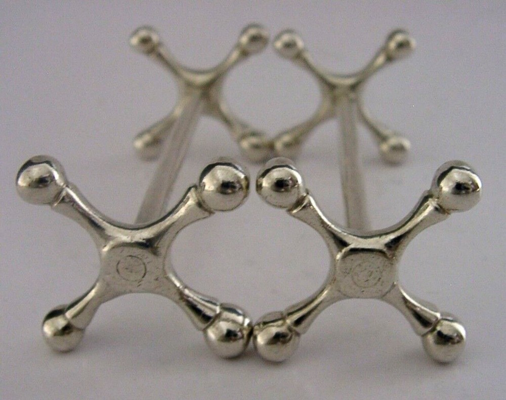 QUALITY VICTORIAN PAIR OF ENGLISH STERLING SILVER CUTLERY RESTS 1886 ANTIQUE 68g