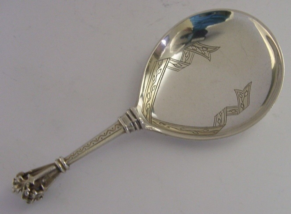 RARE NORWEGIAN SOLID SILVER BAPTISM SPOON c1900 MARIUS HAMMER NORWAY ANTIQUE
