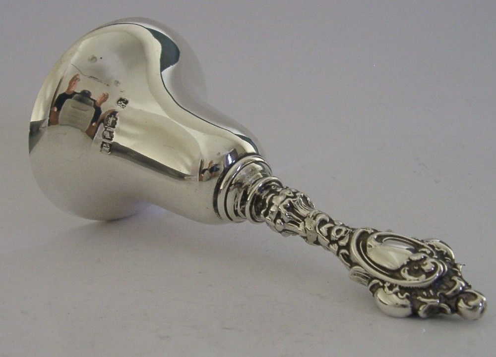 VICTORIAN ENGLISH STERLING SILVER TABLE DESK RECEPTION BAR BELL 1896 ANTIQUE