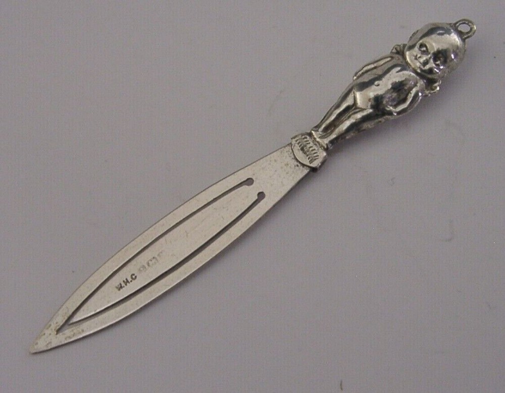 RARE KEWPIE DOLL STERLING SILVER BOOKMARK PAGE MARKER 1937 ANTIQUE