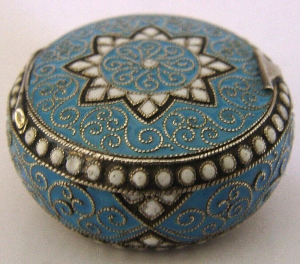 RARE NORWEGIAN ANTIQUE STERLING SILVER ENANEL BOX c1910 DAVID ANDERSEN 26g