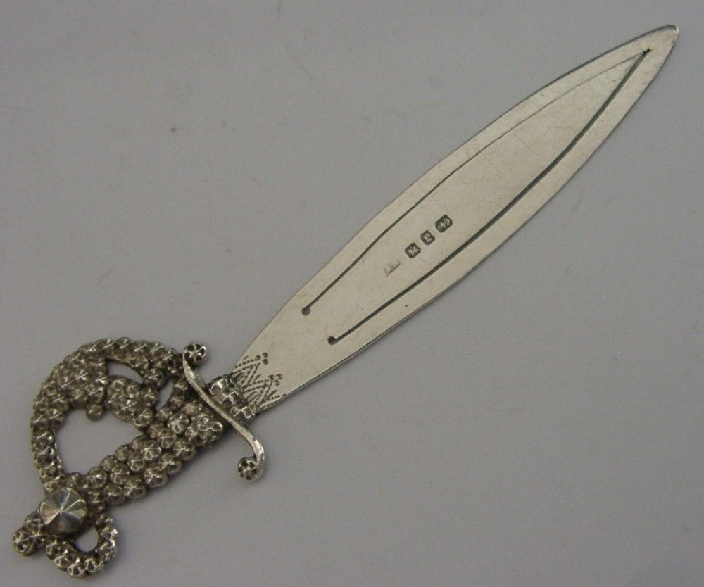 RARE VICTORIAN ENGLISH STERLING SILVER BOOKMARK 1898 ANTIQUE NOVELTY