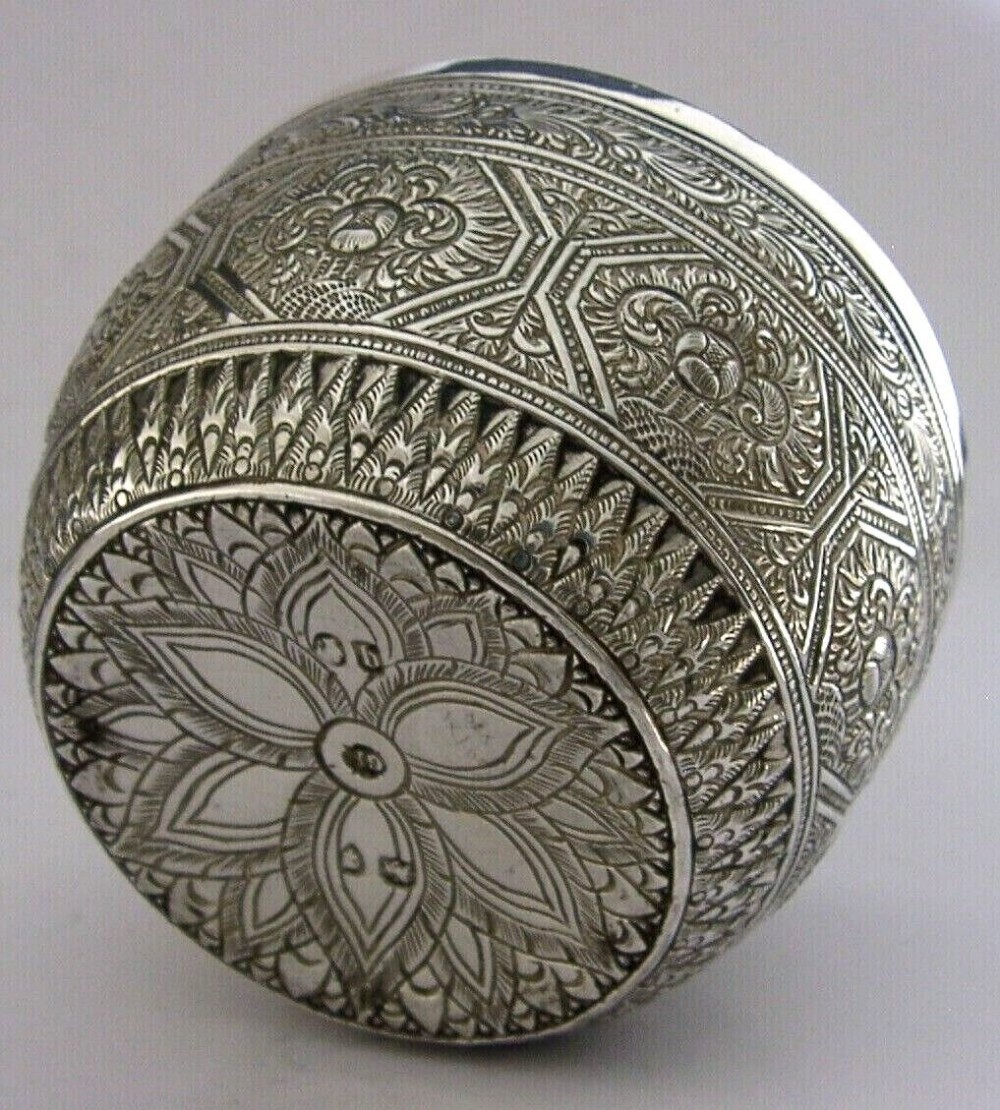 BEAUTIFUL INDIAN STYLE ENGLISH SOLID STERLING SILVER BOWL 1871 ANTIQUE 76g