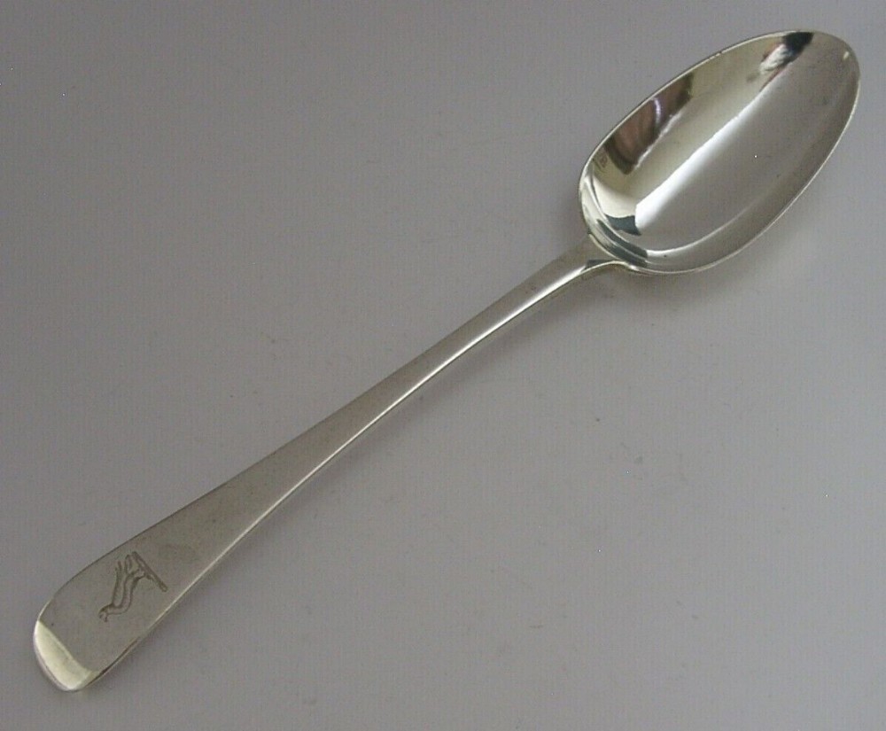 STERLING SILVER BOLTON or FRANKS FAMILY CRESTED SERVING SPOON 1878 ANTIQUE 68g