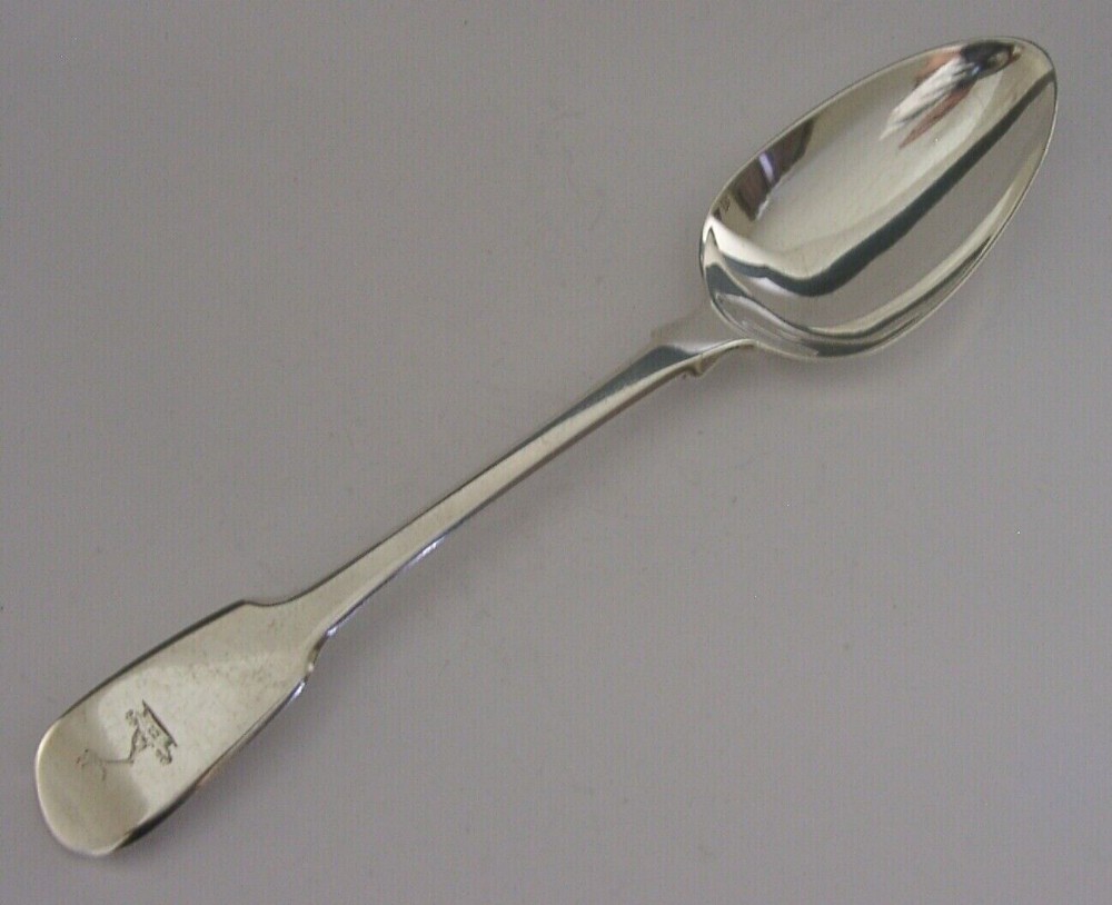 GEORGIAN STERLING SILVER SOUTHAM FAMILY CRESTED SERVING SPOON 1810 ANTIQUE 70g