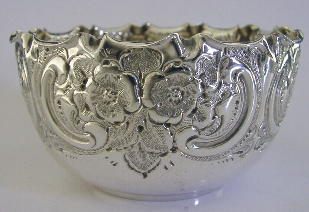 MINT VICTORIAN ENGLISH SOLID STERLING SILVER SUGAR DISH BOWL 1896 ANTIQUE 80g