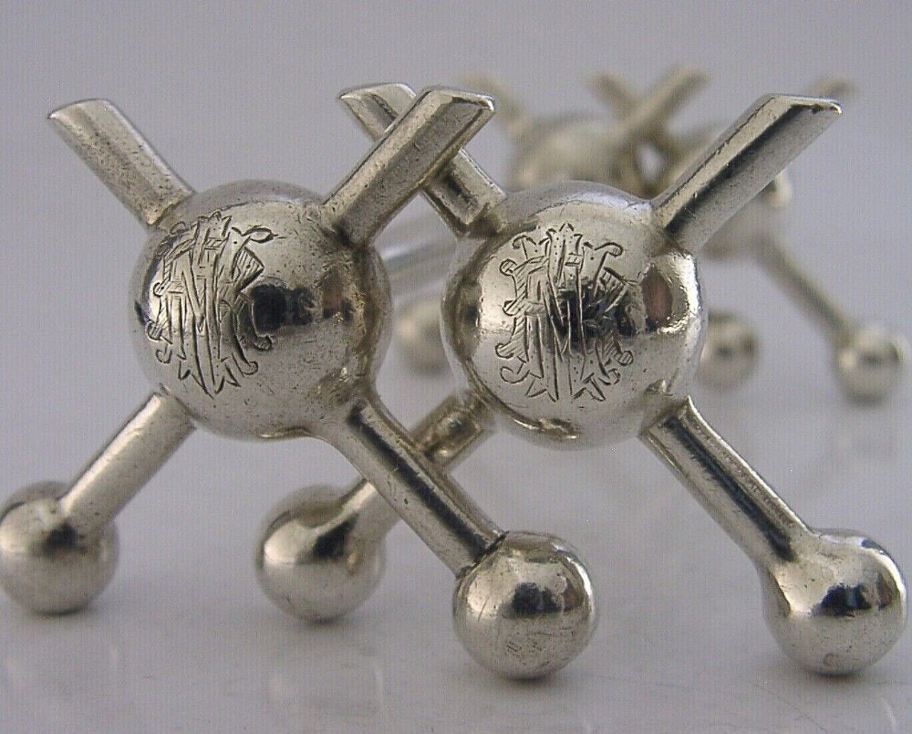 VICTORIAN CHRISTOPHER DRESSER STERLING SILVER CUTLERY RESTS 1896 ANTIQUE 116g