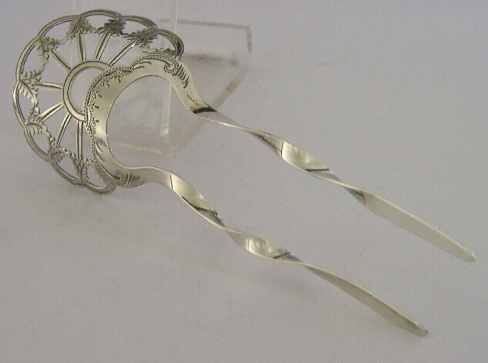 STUNNING ENGLISH STERLING SILVER ART NOUVEAU HAIR SLIDE COMB 1904 ANTIQUE
