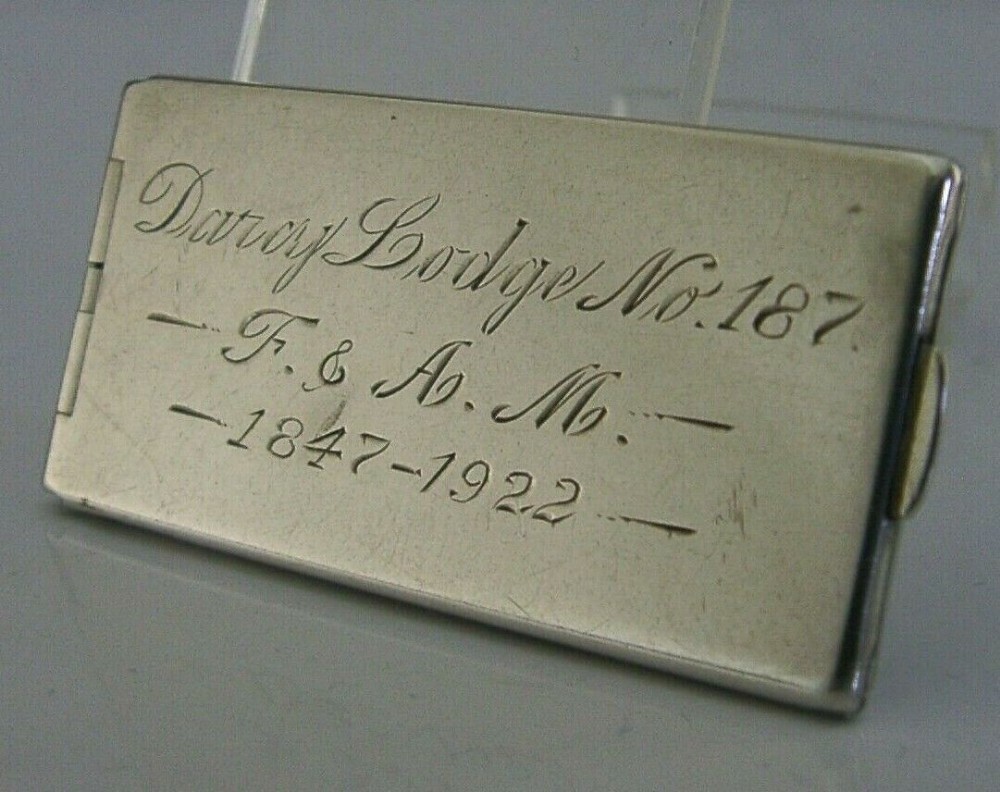AMERICAN STERLING SILVER MASONIC DARCY LODGE No.187 STAMP CASE c1920s