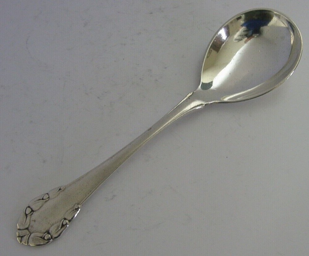 GEORG JENSEN STERLING SILVER LILY OF VALLEY PATTERN JAM SPOON 1932 ANTIQUE