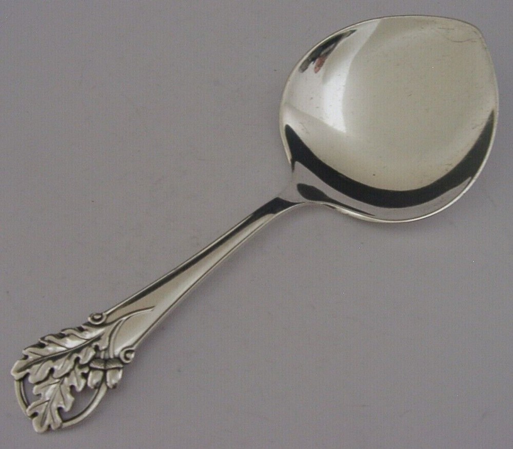 STUNNING DANISH SOLID SILVER ACORN OAK CAKE PASTRY SERVER 1955 ARTS AND CRAFTS