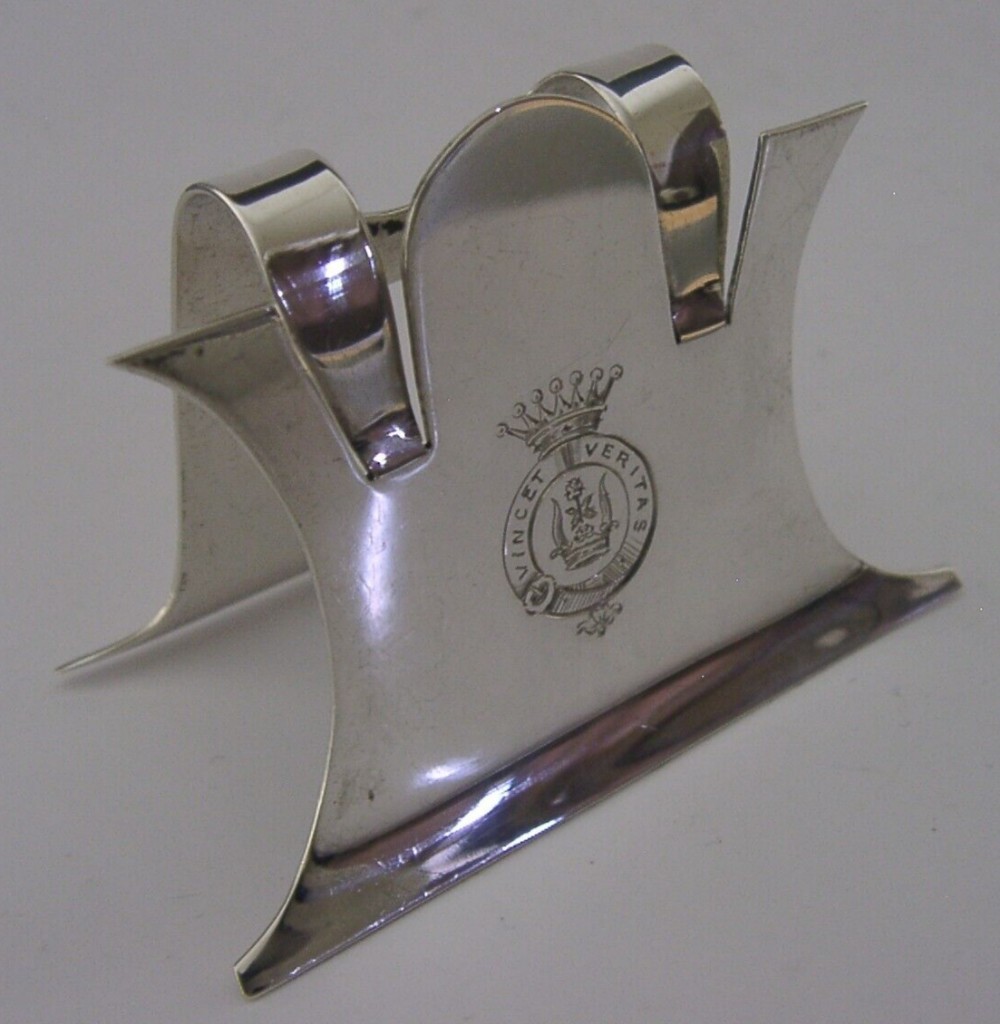 SUPERB EARL CRESTED STERLING SILVER MENU PLACE NAME HOLDER 1896 ANTIQUE 22g