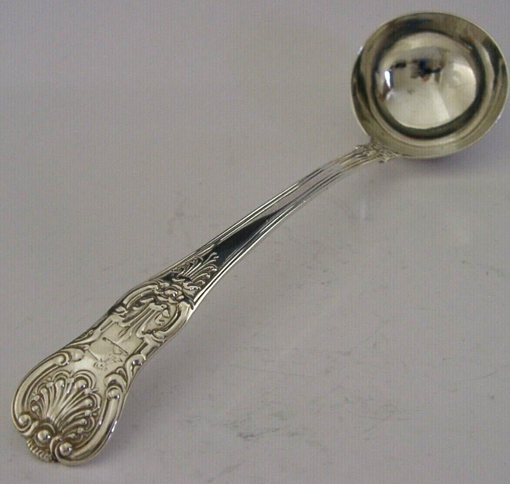 STERLING SILVER ALEXANDER FAMILY CRESTED KINGS PATTERN LADLE 1845 ANTIQUE