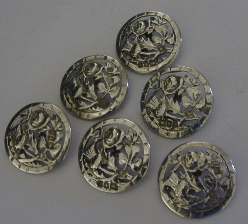 RARE 1901 CORONATION SOLID STERLING SILVER BUTTONS ROYALTY ANTIQUES