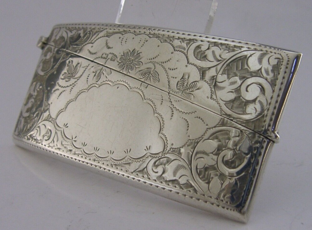 BEAUTIFUL ENGLISH SOLID SILVER CARD CASE 1906 ANTIQUE EDWARDIAN