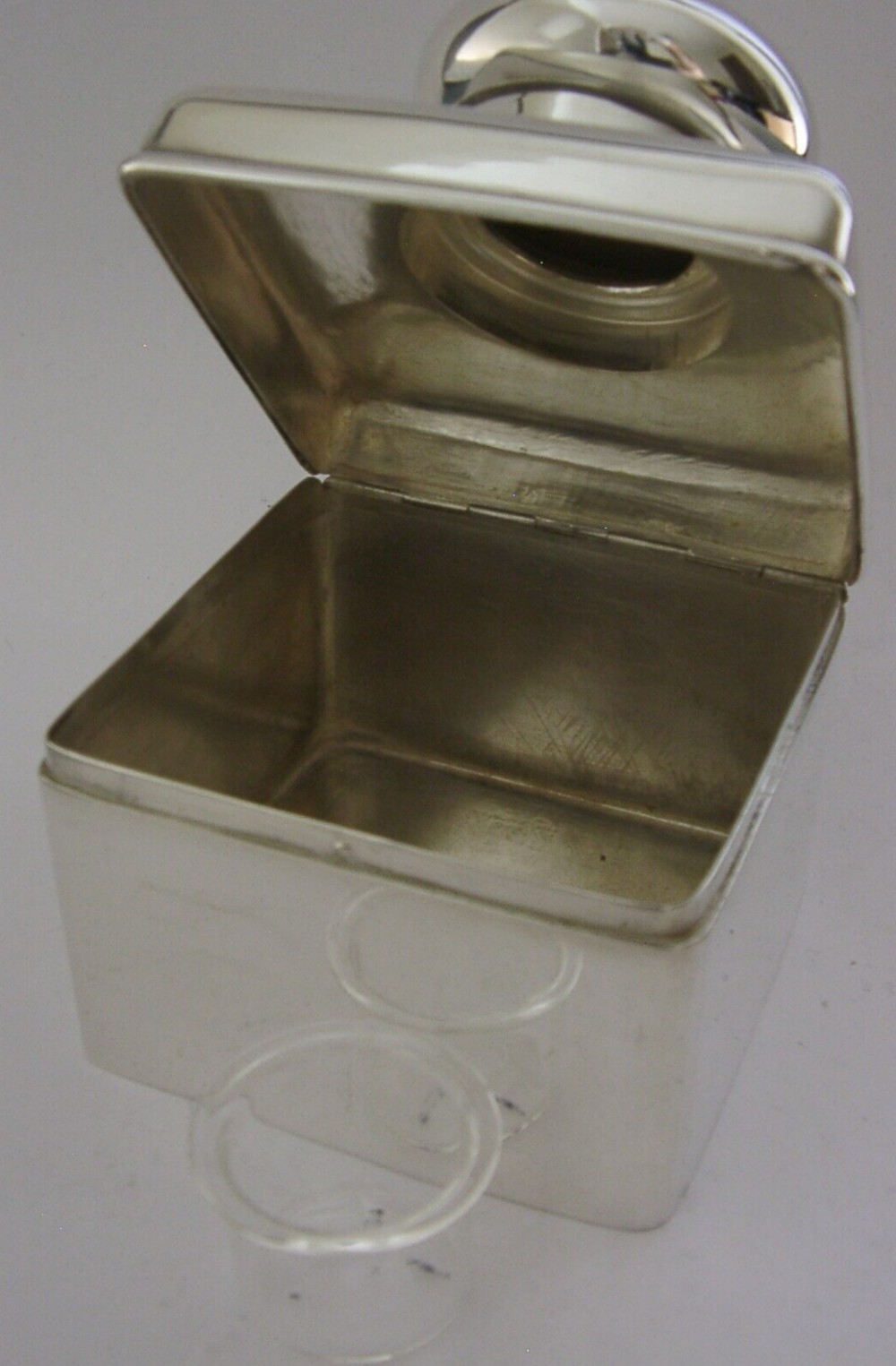 RARE GERMAN SOLID SILVER DESK INKWELL SECRET BOX c1900 ANTIQUE 308g