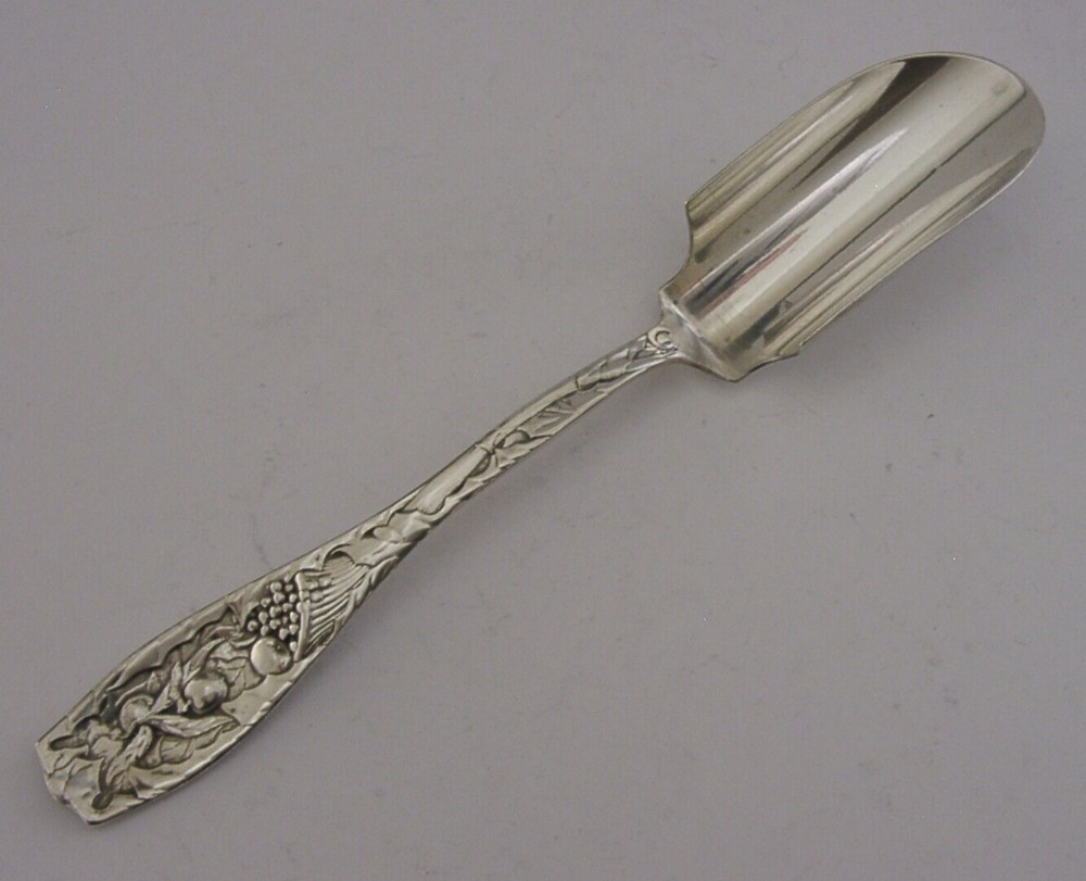 RARE AMERICAN STERLING SILVER POMONA PATTERN STILTON CHEESE SCOOP c1880