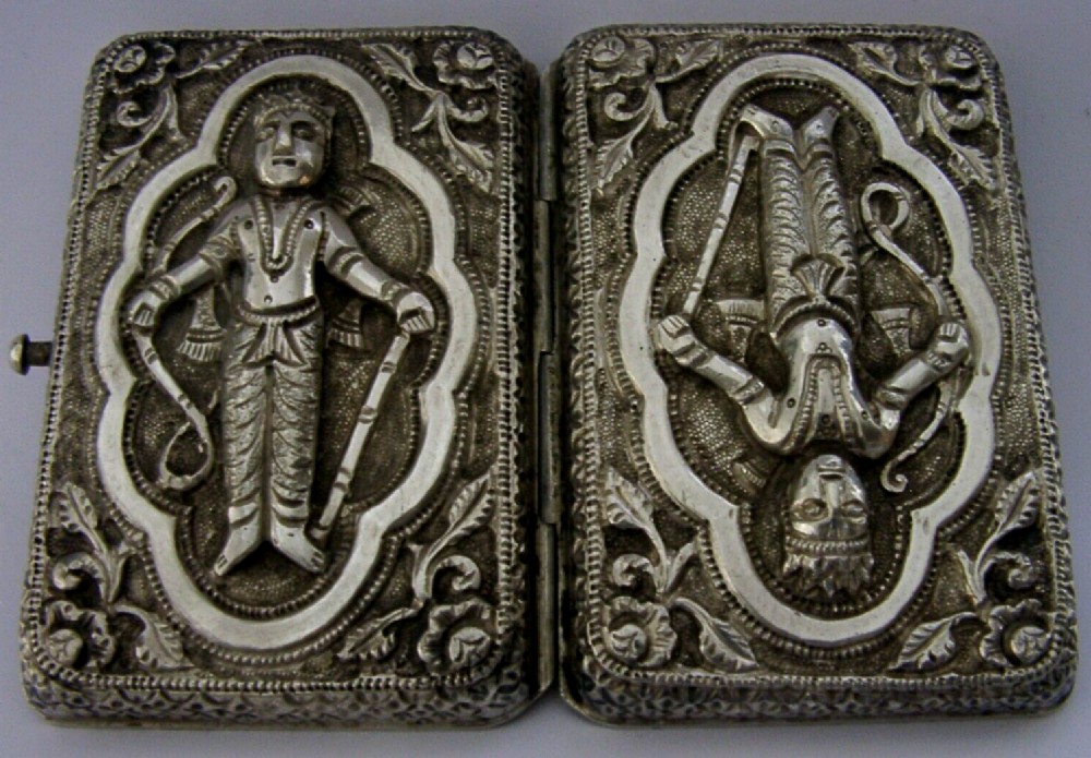BEAUTIFUL INDIAN SOLID SILVER CIGARETTE CHEROOT CASE c1890 ANTIQUE 96g