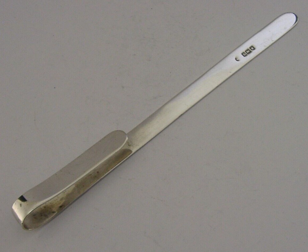 RARE LARGE ANTIQUE ENGLISH STERLING SILVER BOOKMARK LETTER OPENER 1901 DESK ITEM