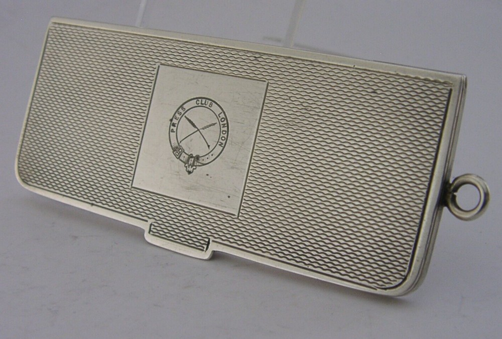LONDON PRESS CLUB STERLING SILVER 'PASS' CASE 1931 ANTIQUE SNELL FAMILY INTEREST